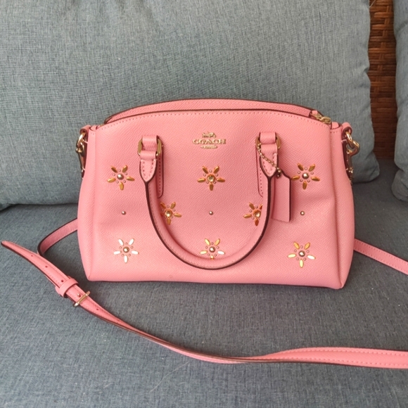 Coach Studded Stone Mini Sage Carryall Satchel Tulip Pink - Picture 1 of 5